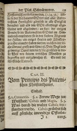 Cap. III. Vom Principio des Platonischen Christenthums
