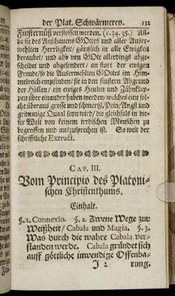 Cap. III. Vom Principio des Platonischen Christenthums