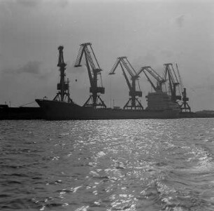 Rostock. Überseehafen mit Kränen