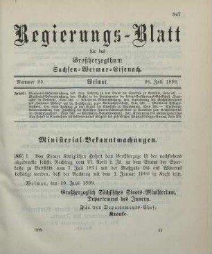 86. Ministerial-Bekanntmachung, betreffend einen Nachtrag zu dem Statut der Sparkasse zu Buttstädt