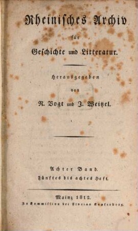 Rheinisches Archiv für Geschichte und Litteratur. 8. 1812
