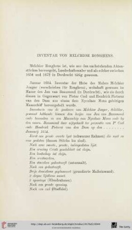 Inventar von Melchior Ronghens