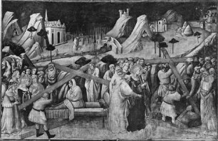 Kapellenausmalung — Szenen der Kreuzlegende — Auffindung dreier Kreuze und Kreuzprobe