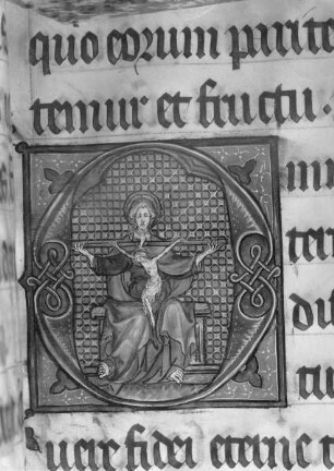 Sacramentaire à l'usage de Senlis — Initial O mit Gnadenstuhldarstellung, Folio fol. 93