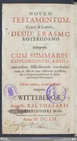 Novum Testamentum Graecè & Latinè