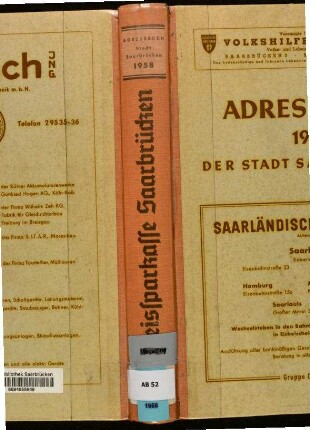 1958, Adressbuch der Stadt Saarbrücken