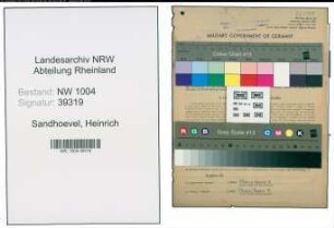 Entnazifizierung Heinrich Sandhoevel , geb. 28.07.1895 (Weichensteller)