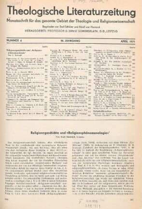 241-249 Religionsgeschichte und "Religionsphänomenologie"