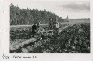 Sowjetische Traktoren auf den Feldern der MAS Altranft im Oderbruch