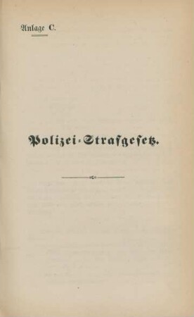 Anlage C. Polizei-Strafgesetz.