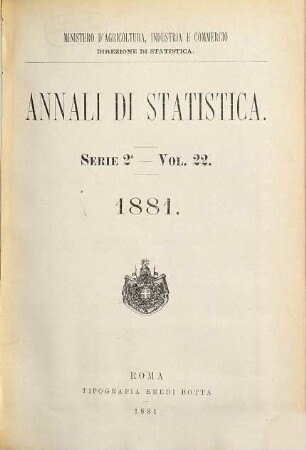 Annali di statistica. 22. 1881