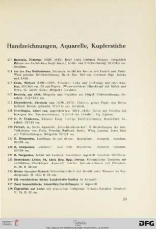 Handzeichnungen, Aquarelle, Kupferstiche (Nr. 213-255)
