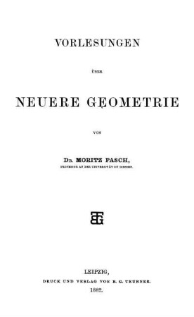 Vorlesungen über neuere Geometrie