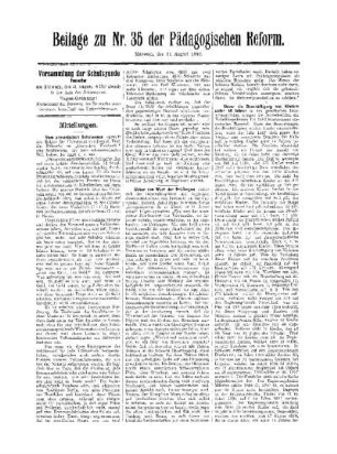 Mitteilungen : Beilage zu Nr. 35 der Pädagogischen Reform