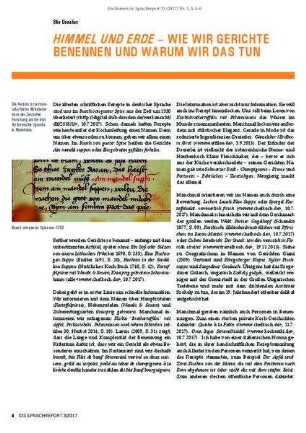 Himmel und Erde - wie wir Gerichte benennen und warum wir das tun