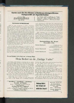 Un as ümmer to'n Slutt no 'n beten Platt: Hein Becker un de "Heilige Vader"
