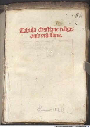 Tabula christiane religionis vtilissima
