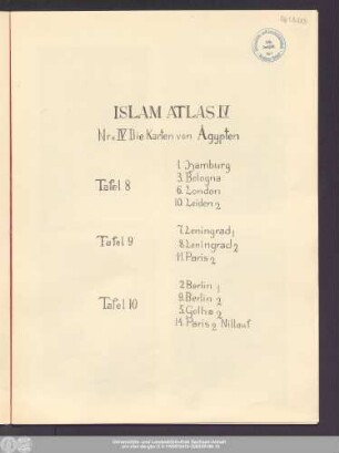 Islam Atlas IV [Tafeln 8-10]