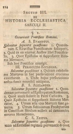 Sectio III. Ex historia ecclesiastica seculi II.