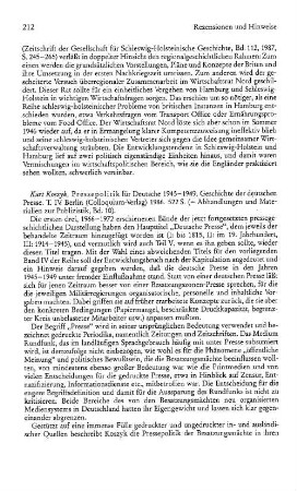 Koszyk, Kurt :: Geschichte der deutschen Presse, Teil 4, Pressepolitik für Deutsche 1945 - 1949, (Abhandlungen und Materialien zur Publizistik, 10) : Berlin, Colloquium-Verlag, 1986