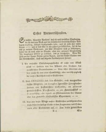 Erstes Antwortschreiben