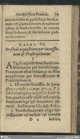 Caput VI. De feudi acquisitione per Successionem & Praescriptionem