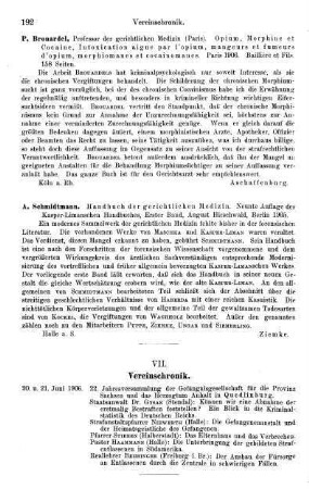 192, VII. Vereinschronik