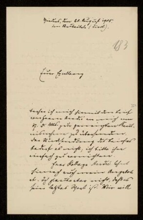 183: Brief von Karl von Unzer an Gottlieb Planck, Mieders, 20.8.1905