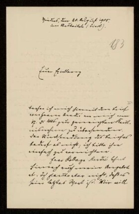 183: Brief von Karl von Unzer an Gottlieb Planck, Mieders, 20.8.1905