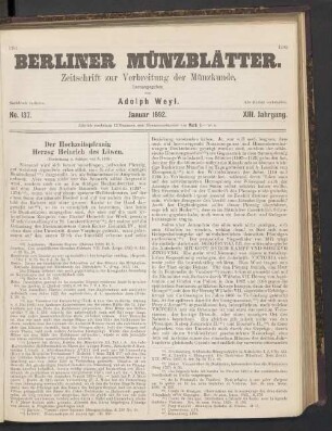 No. 137. Januar 1892