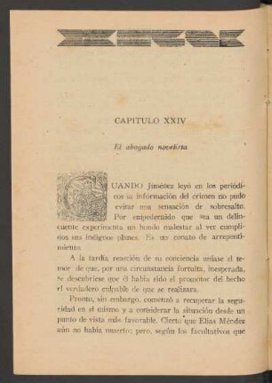 Capítulo XXIV - El abogado novelista