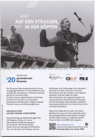 Werbepostkarte zum Deutschen Generationenfilmpreis 2020