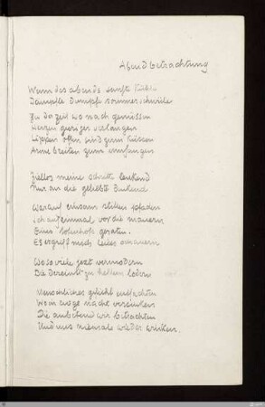 Abendbetrachtung : [SW I: H4]; [SW I, S. 16/110]