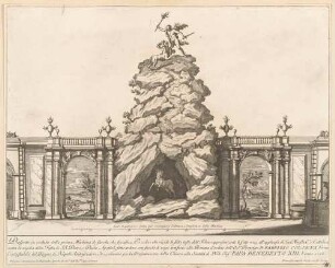 Prospetto in veduta della prima Machina de fuochi, che significa Ercole (Herkules und die Hydra; zweite ephemere Architektur zur "Festa della Chinea" im Jahr 1726 in Rom)