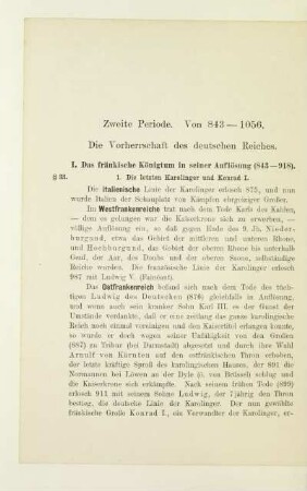 Zweite Periode. Von 843-1056. Die Vorherrschaft des deutschen Reiches