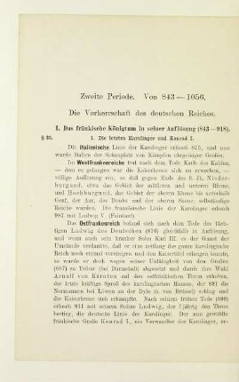 Zweite Periode. Von 843-1056. Die Vorherrschaft des deutschen Reiches