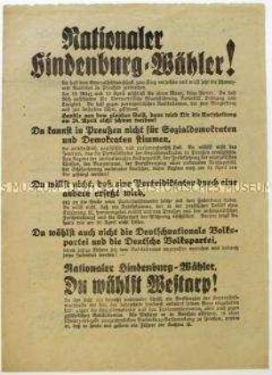 Aufruf des Deutschen Landvolks zur preußischen Landtagswahl 1932