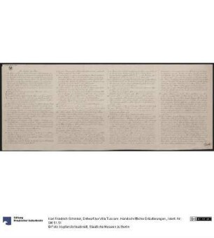 Entwurf zur Villa Tuscum. Handschriftliche Erläuterungen.