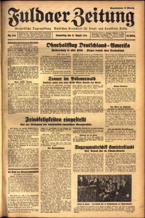 Ausgabe vom Donnerstag, den 11. August 1938.