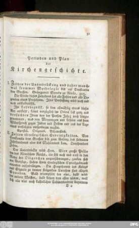 Perioden und Plan der Kirchengeschichte.