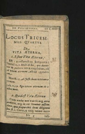 Locus Tricesimus Quartus. De Vita Aeterna.