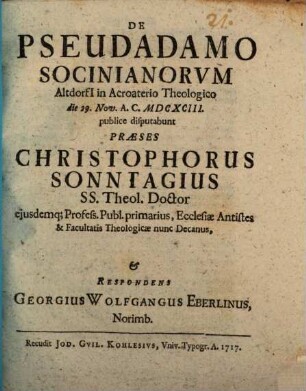 De Pseudadamo Socinianorum