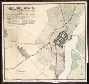 Bebauungsplan der Stadterweiterung, Neuruppin 1. Projekt: (von Inv.Nr. 21182): Übersichtsplan 1:6000