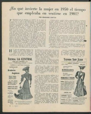 ¿En qué invierte la mujer en 1950 el tiempo que empleaba en vestirse en 1901?