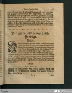 Die Zwey und Zwantzigste Predigt.