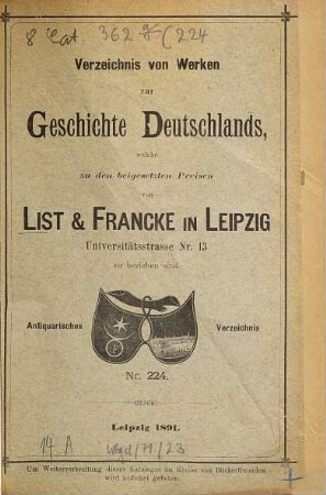 Lager-Verzeichnis. 224. 1891