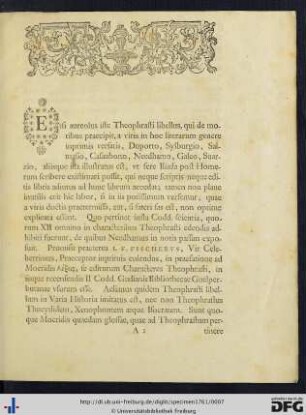 Specimen Animadversorum Ad Theophrasti Characteres Morum ...
