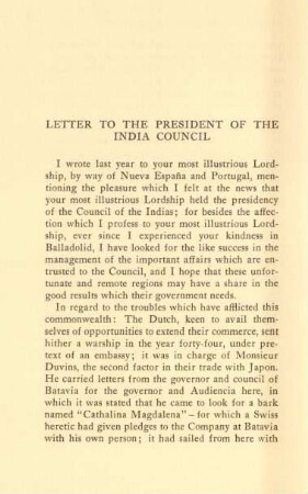 Letter to the president of the India Council