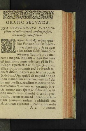 Oratio Secvunda. Qva Contenditvr Philosophiam ad recte vivendi ...