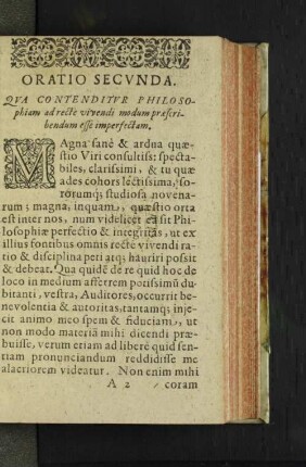 Oratio Secvunda. Qva Contenditvr Philosophiam ad recte vivendi ...